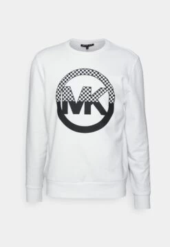 Michael Kors Checker Charm Crew - Sweatshirt - White -Fashion Clothing-Michael Kors 9f48e22720074a708500550af724ecd5