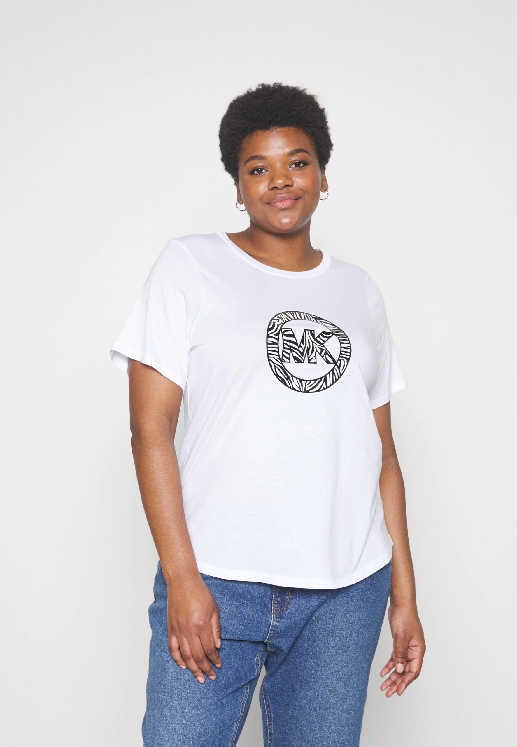 MICHAEL Michael Kors Zebra Charm Logo Tee - Print T-Shirt - White 3 MICHAEL Michael Kors Zebra Charm Logo Tee - Print T-Shirt - White