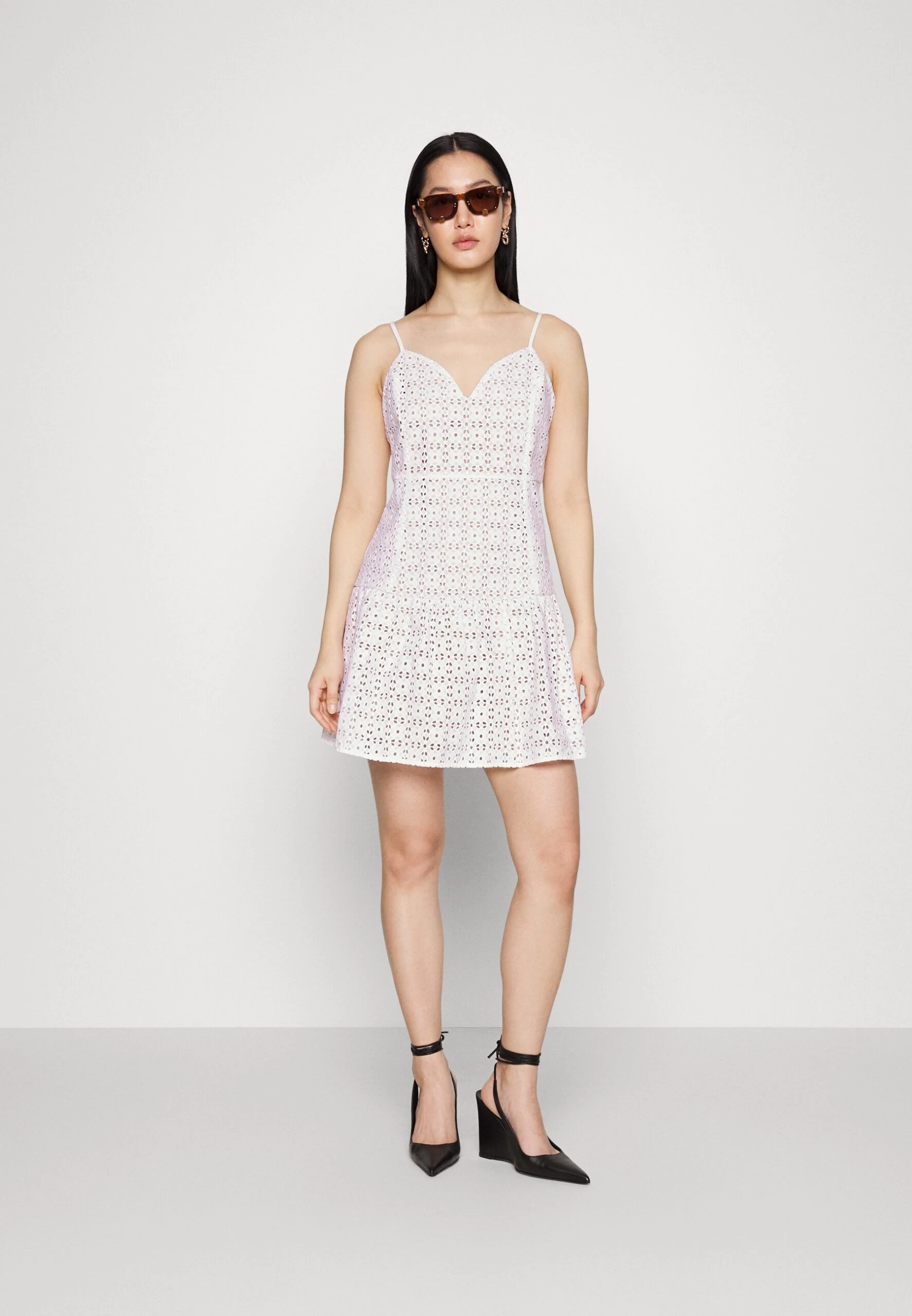 MICHAEL Michael Kors Eyelet Midi- Cocktail Dress / Party Dress - White 4 MICHAEL Michael Kors Eyelet Midi- Cocktail Dress / Party Dress - White - Image 2