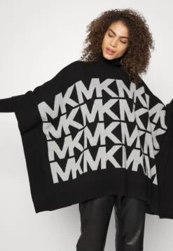 MICHAEL Michael Kors Logo Poncho - Cape - Black -Fashion Clothing-Michael Kors a953385a17c0460495a47d996bfee4b8