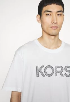 Michael Kors Checker Tee - Print T-Shirt - White -Fashion Clothing-Michael Kors ad537ef6348e4f09b06eb377e8016d04