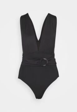 MICHAEL Michael Kors Iconic Solids Belted Surplice Plunge Onepiece - Swimsuit - Black -Fashion Clothing-Michael Kors aebf1e06b7874a0795bb9f2f76c807dc