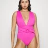 MICHAEL Michael Kors Iconic Solids Belted Surplice Plunge Onepiece - Swimsuit - Cerise -Fashion Clothing-Michael Kors aef5684c5a6649bb84c1b9832d2529d1