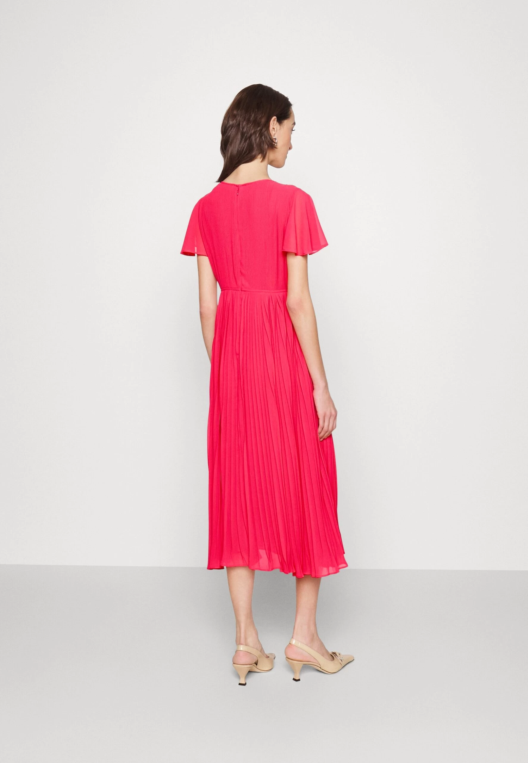 MICHAEL Michael Kors Pleated Midi- Day Dress - Geranium 5 MICHAEL Michael Kors Pleated Midi- Day Dress - Geranium - Image 3