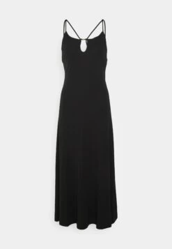 MICHAEL Michael Kors Solid Strappy Midi Dress - Cocktail Dress / Party Dress - Black -Fashion Clothing-Michael Kors d09cb0671b614e9eae3eac30080a5d91