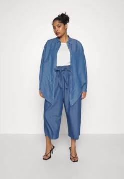 MICHAEL Michael Kors Wide Leg Tie Front Pants - Trousers - Blue -Fashion Clothing-Michael Kors d43580492cd047fcb313f33b4a397fe5