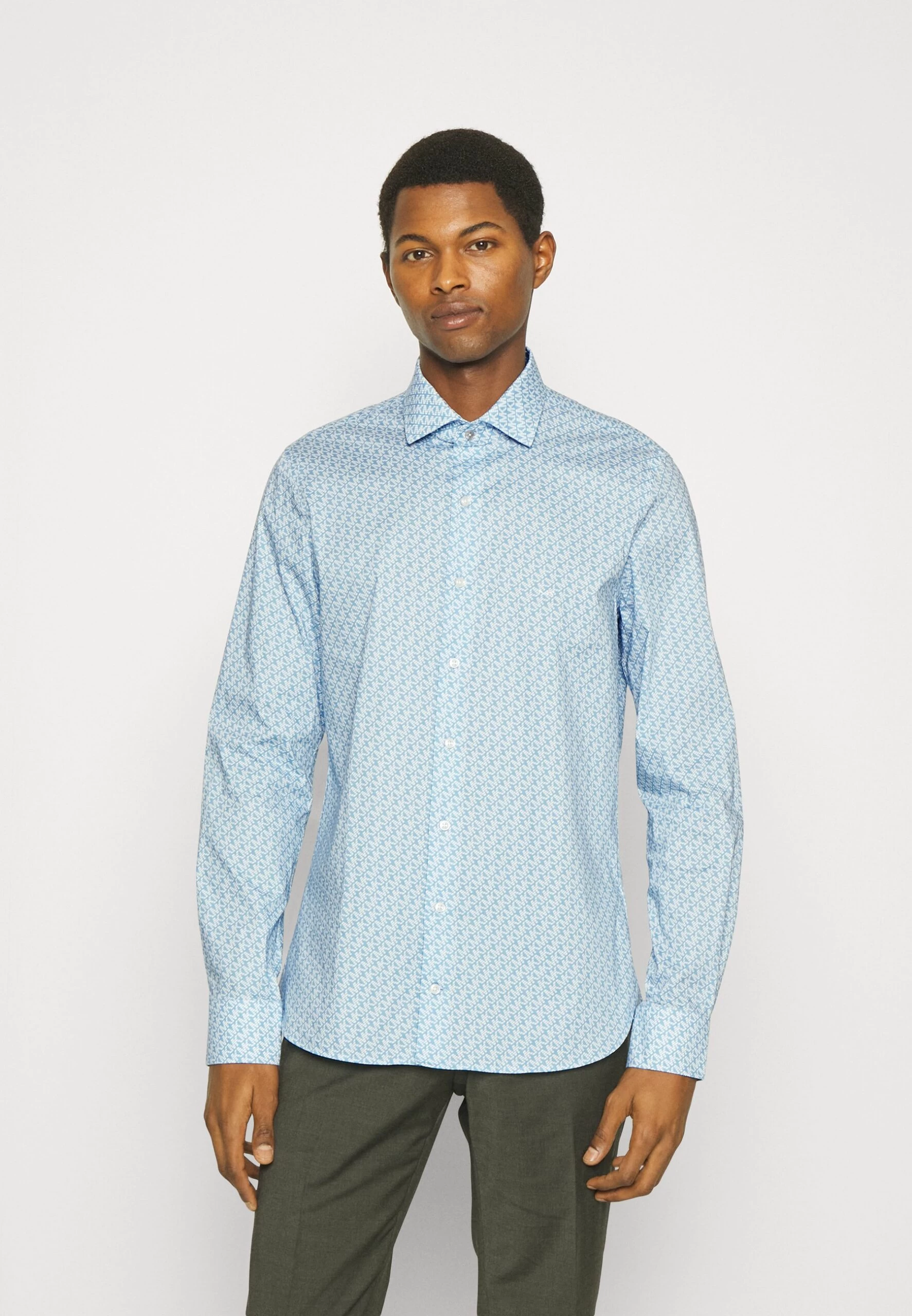 Michael Kors Diagonal Print Slim Shirt - Shirt - Light Blue 3 Michael Kors Diagonal Print Slim Shirt - Shirt - Light Blue