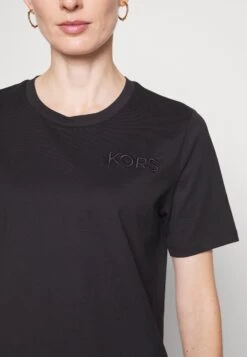 MICHAEL Michael Kors Tonal Mini- Basic T-Shirt - Black -Fashion Clothing-Michael Kors d965fef884c349588bbbfc1d12cd3c42