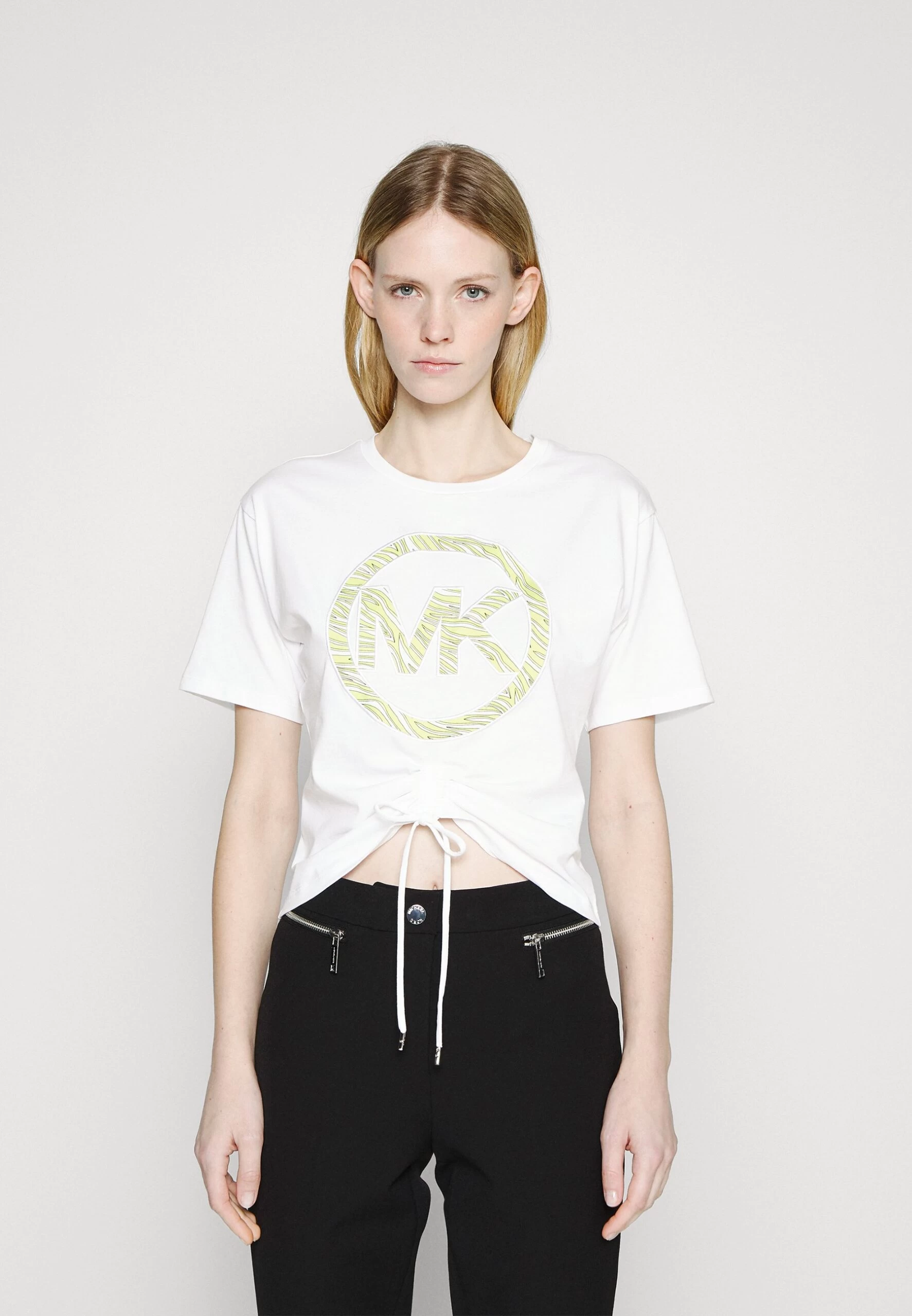 MICHAEL Michael Kors Zebra Ruched Tee - Print T-Shirt - Limeade 3 MICHAEL Michael Kors Zebra Ruched Tee - Print T-Shirt - Limeade