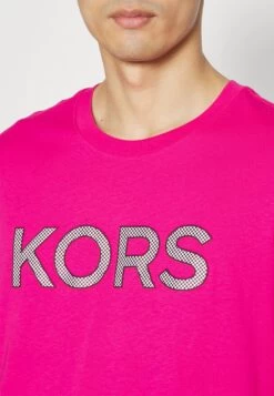 Michael Kors Checker Tee - Print T-Shirt - Cerise -Fashion Clothing-Michael Kors dca6f19c1c8245aeb12ab9c86c049c6e