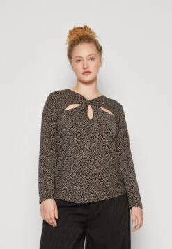 MICHAEL Michael Kors Giraffe Twist Keyhole- Long Sleeved Top - Khaki