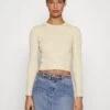 MICHAEL Michael Kors Crop Crew Top - Long Sleeved Top - Gold -Fashion Clothing-Michael Kors e867c6c8c76a41f599beeeb8f8f9d604