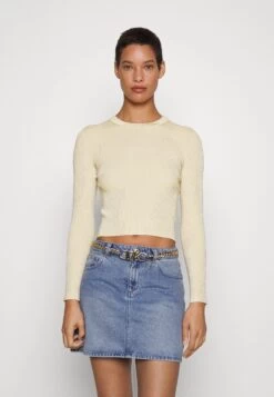 MICHAEL Michael Kors Crop Crew Top - Long Sleeved Top - Gold