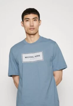 Michael Kors Flagship Logo Tee - Print T-Shirt - Chambray -Fashion Clothing-Michael Kors fe3a92350ed44db7b0bcf2eb224f99b5