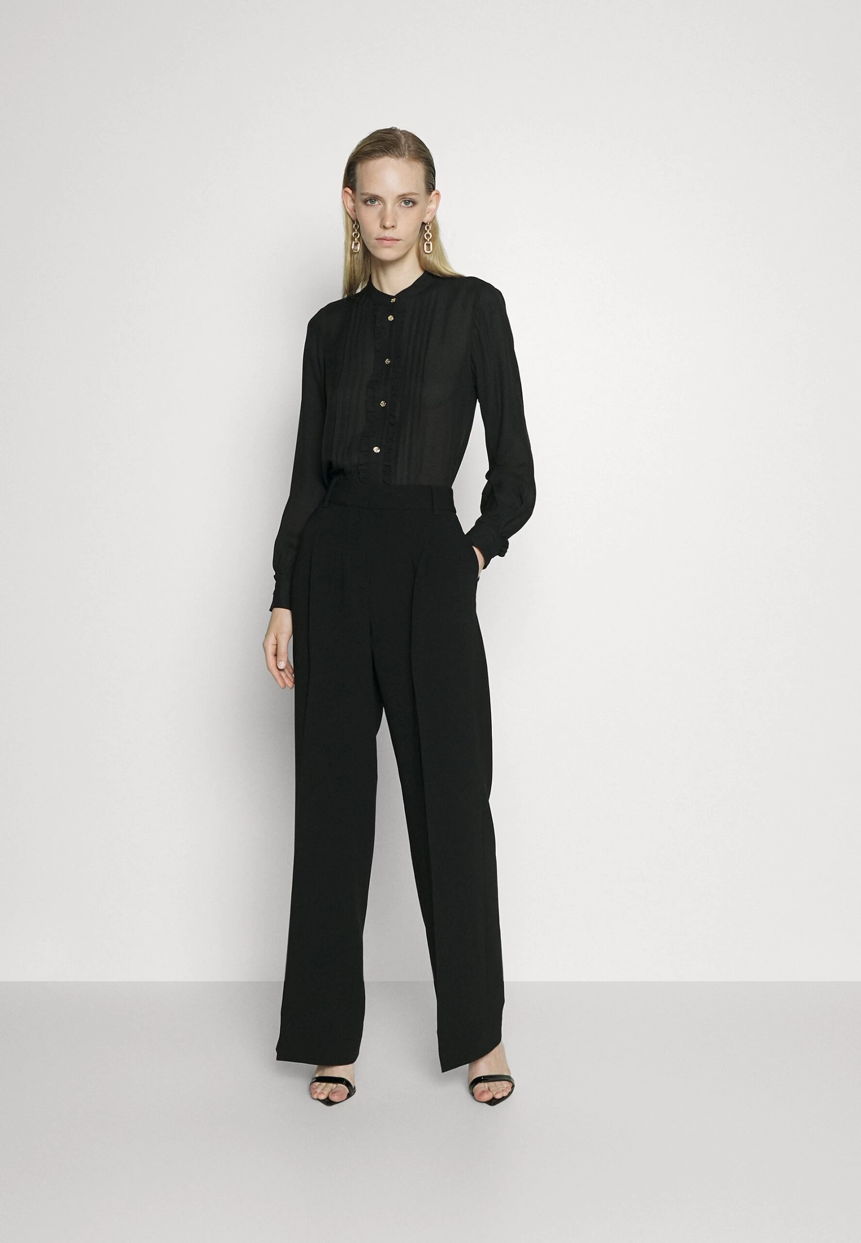 MICHAEL Michael Kors Pleated Wide Leg Pant - Trousers - Black 4 MICHAEL Michael Kors Pleated Wide Leg Pant - Trousers - Black - Image 2