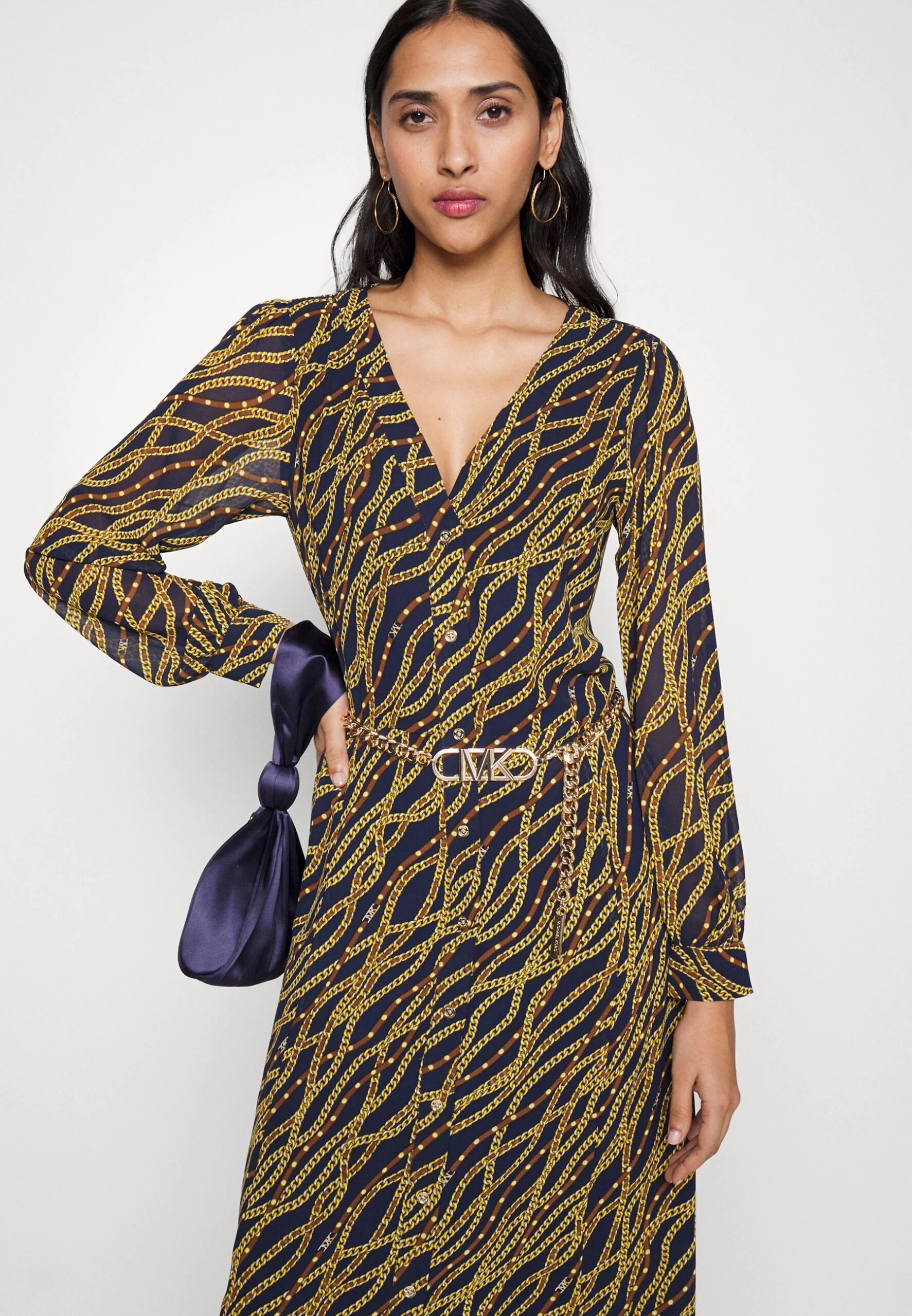 MICHAEL Michael Kors Chain Midi - Day Dress - Midnight Blue 6 MICHAEL Michael Kors Chain Midi - Day Dress - Midnight Blue - Image 4